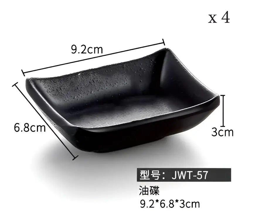 Modern asymmetrical black melamine plastic dipping sauce bowls dining