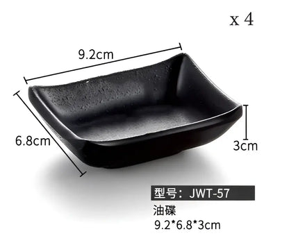Modern asymmetrical black melamine plastic dipping sauce bowls dining