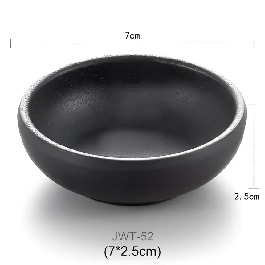 Modern asymmetrical black melamine plastic dipping sauce bowls dining