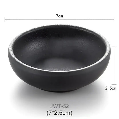 Modern asymmetrical black melamine plastic dipping sauce bowls dining