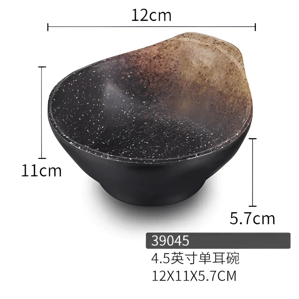 Modern asymmetrical black melamine plastic dipping sauce bowls dining