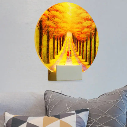 Modern autumn forest acrylic wall lamp living room fixture height 12in