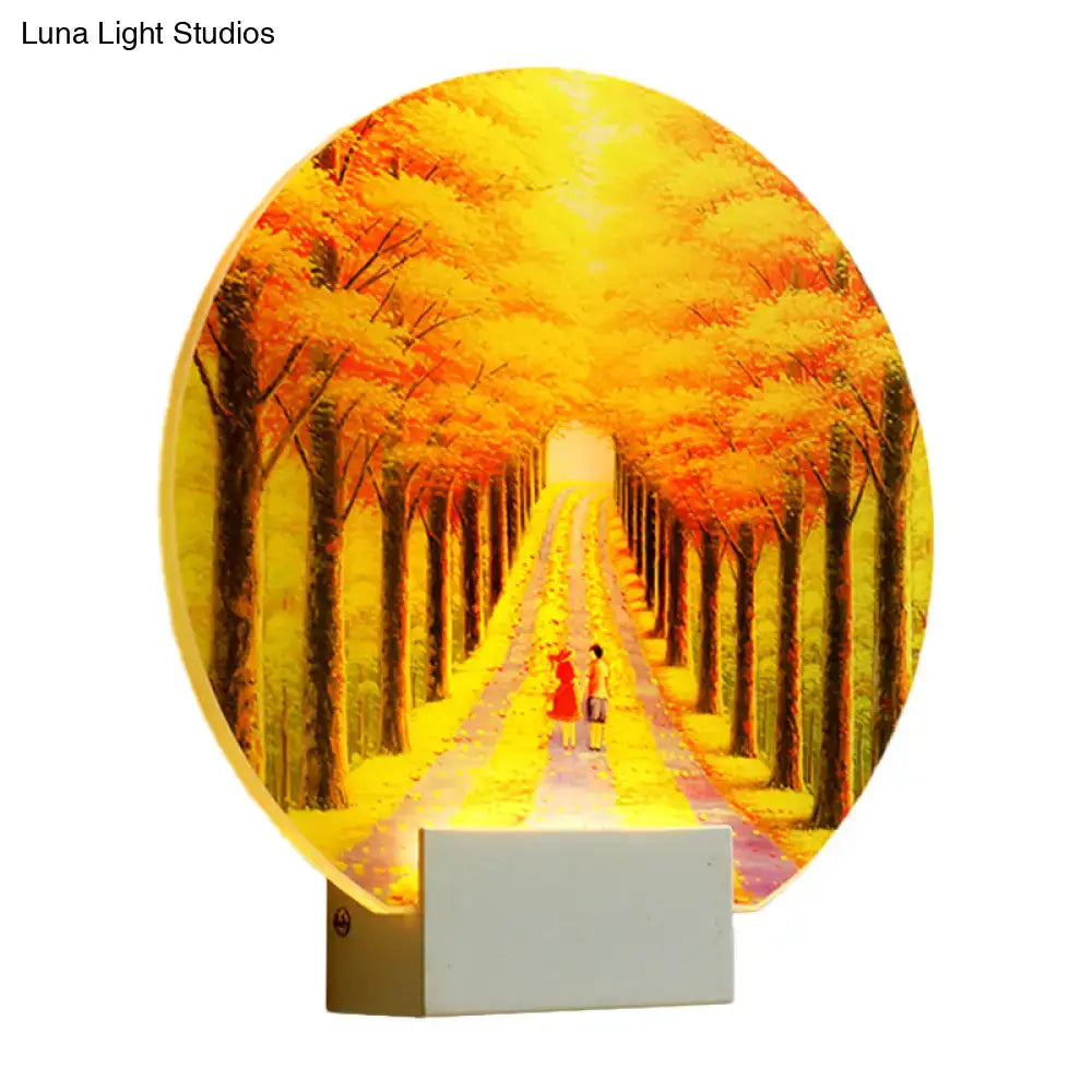 Modern autumn forest acrylic wall lamp living room fixture height 12in