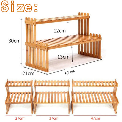 DecorBites™ Modern Bamboo 2-Tier Plant Display Stand