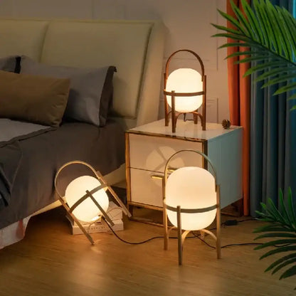 Modern bamboo led desk lamp brass bedroom table light