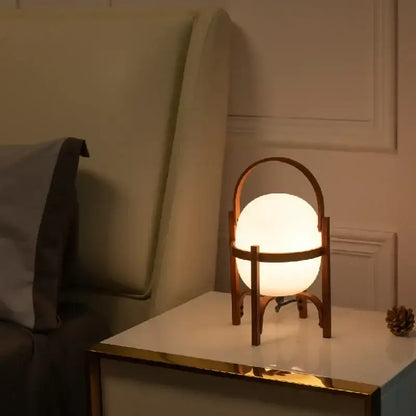 Modern bamboo led desk lamp brass bedroom table light