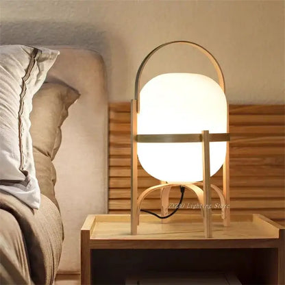 Modern bamboo led desk lamp brass bedroom table light