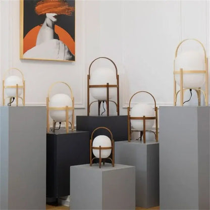Modern bamboo led desk lamp brass bedroom table light
