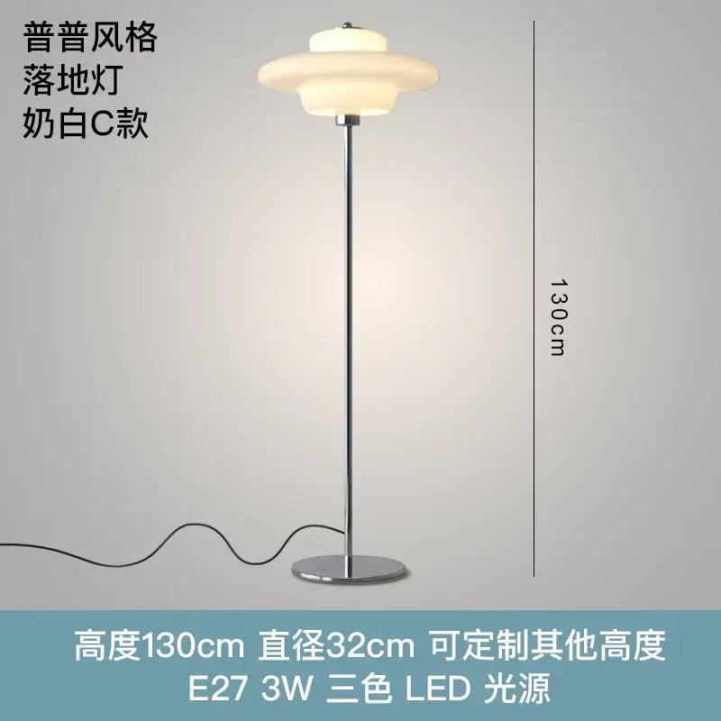 Modern bauhaus cream glass floor lamp – living room led light