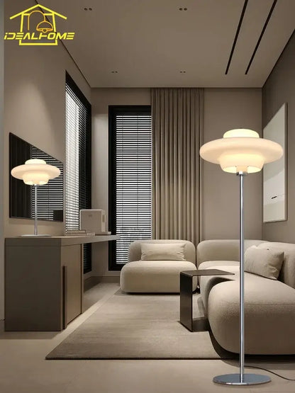 Modern bauhaus cream glass floor lamp – living room led light