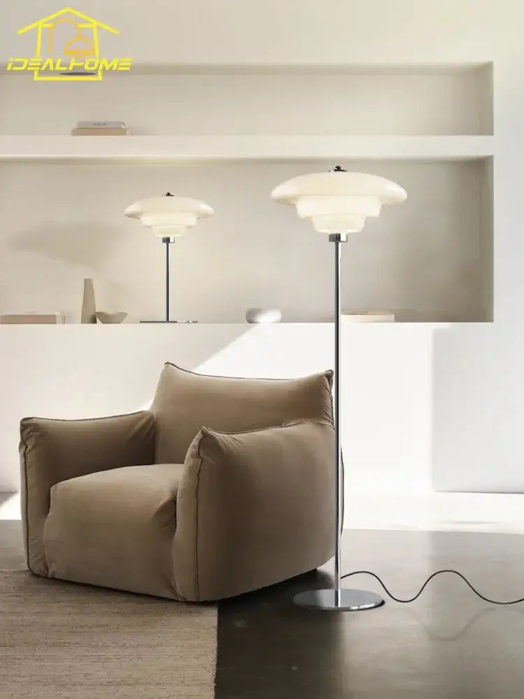 Modern bauhaus cream glass floor lamp – living room led light