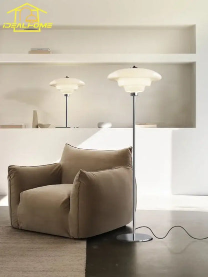 Modern bauhaus cream glass floor lamp – living room led light
