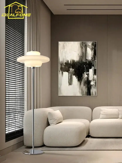 Modern bauhaus cream glass floor lamp – living room led light