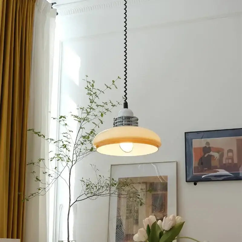 Modern bauhaus cream glass led chandelier dining room pendant light