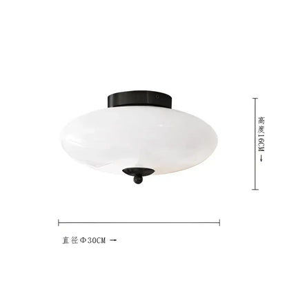 Modern bauhaus cream white glass ceiling lamp bedroom brass light