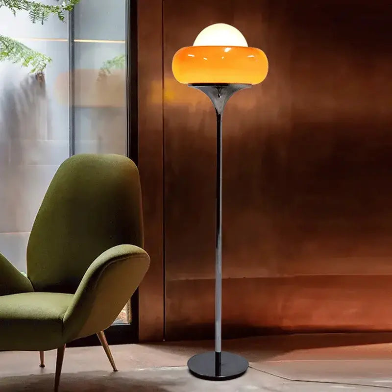 Modern bauhaus table lamp yellow & white glass bedroom light