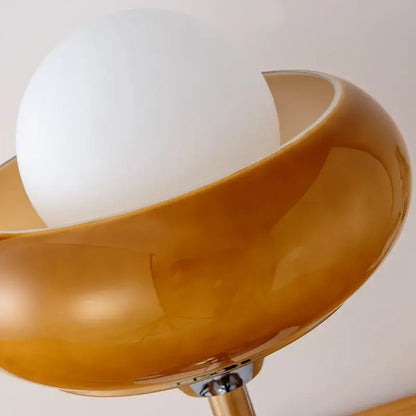 Modern bauhaus table lamp yellow & white glass bedroom light