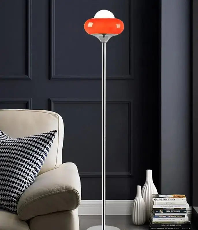 Modern bauhaus table lamp yellow & white glass bedroom light