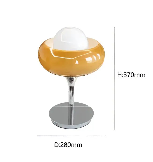 Modern bauhaus table lamp yellow & white glass bedroom light