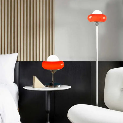Modern bauhaus table lamp yellow & white glass bedroom light
