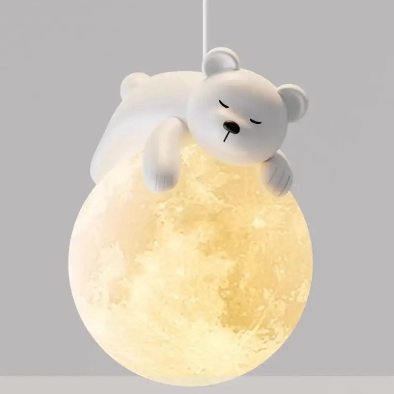 Modern bear led pendant light bedroom moon chandelier