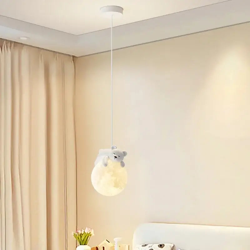 Modern bear led pendant light bedroom moon chandelier