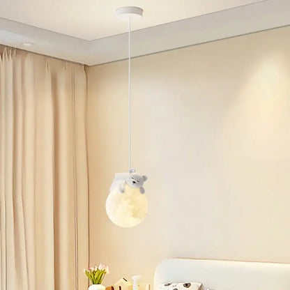 Modern bear led pendant light bedroom moon chandelier
