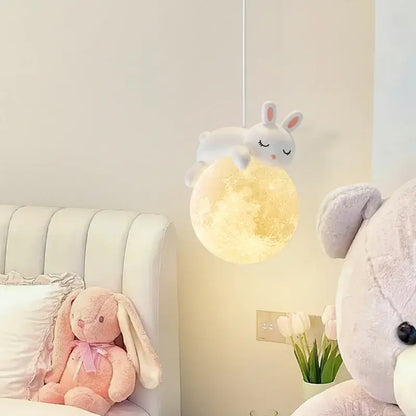 Modern bear led pendant light bedroom moon chandelier