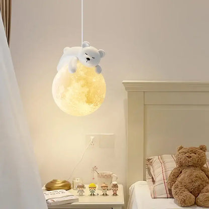 Modern bear led pendant light bedroom moon chandelier