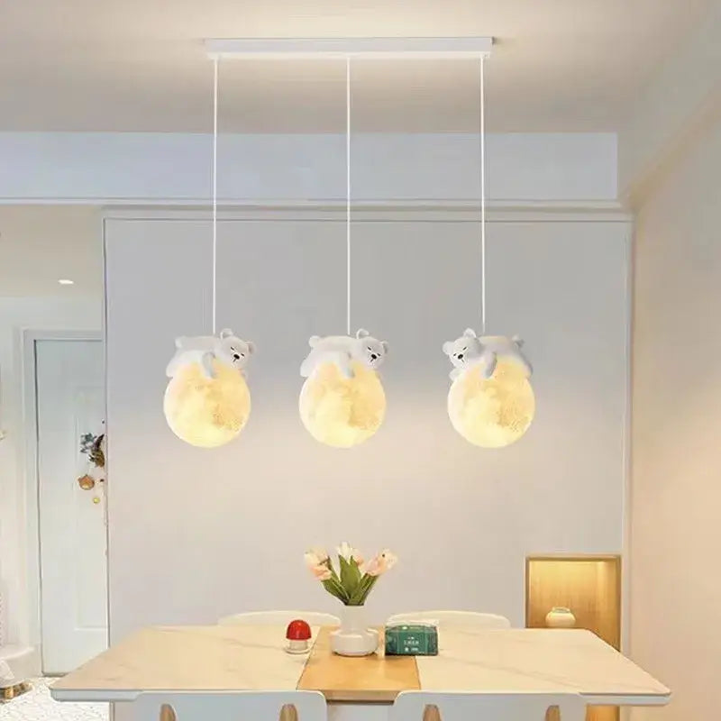 Modern bear led pendant light bedroom moon chandelier