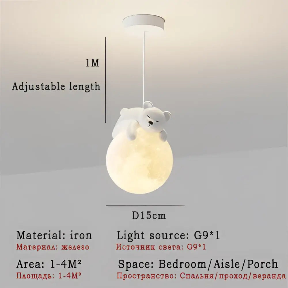 Modern bear led pendant light bedroom moon chandelier
