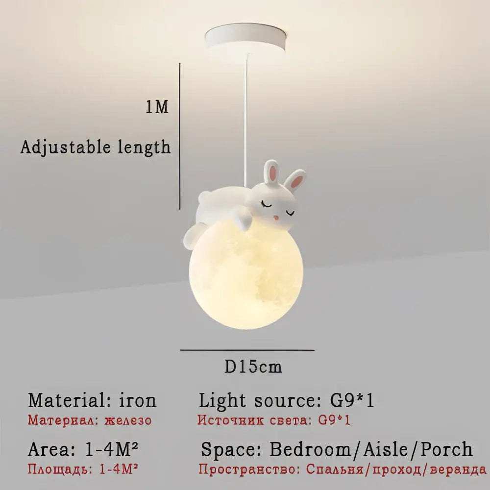 Modern bear led pendant light bedroom moon chandelier