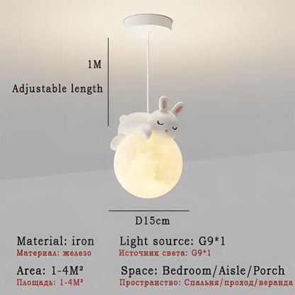 Modern bear led pendant light bedroom moon chandelier