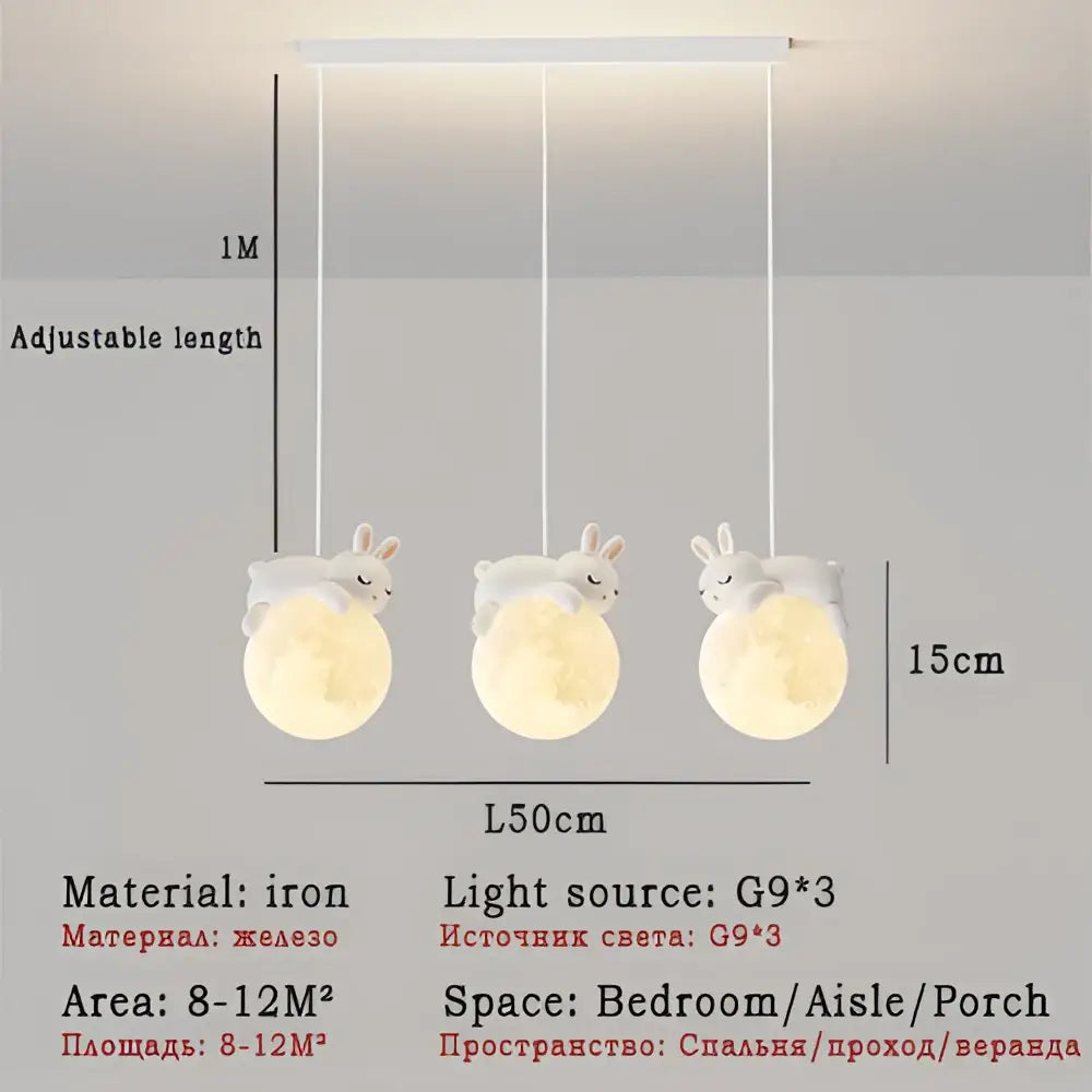 Modern bear led pendant light bedroom moon chandelier