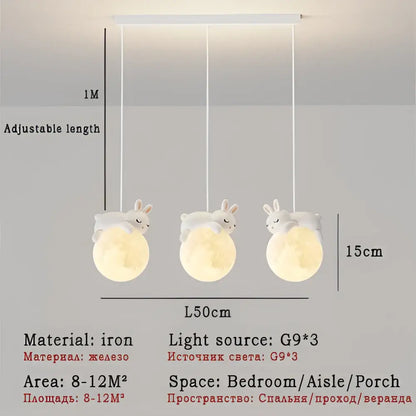 Modern bear led pendant light bedroom moon chandelier