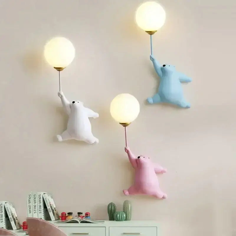 Modern bear moon wall lamp for kids bedroom kids decor