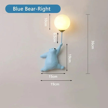 Modern bear moon wall lamp for kids bedroom kids decor