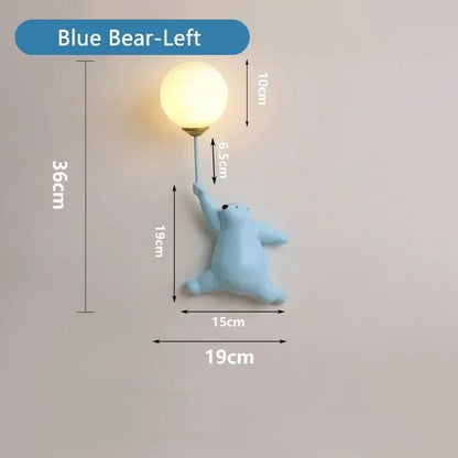 Modern bear moon wall lamp for kids bedroom kids decor
