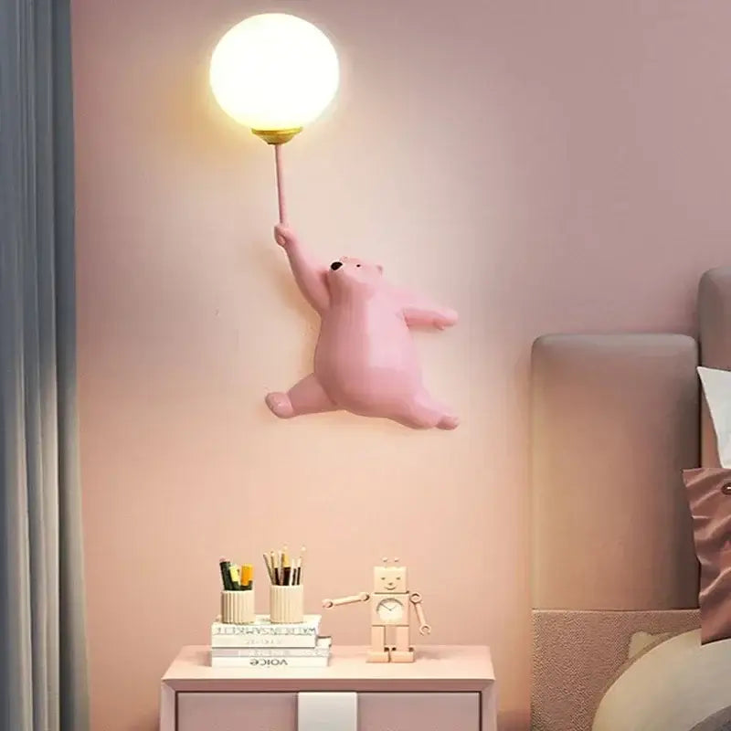 Modern bear moon wall lamp for kids bedroom kids decor