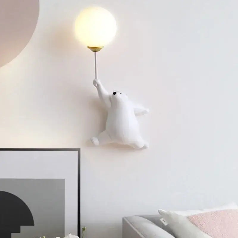 Modern bear moon wall lamp for kids bedroom kids decor