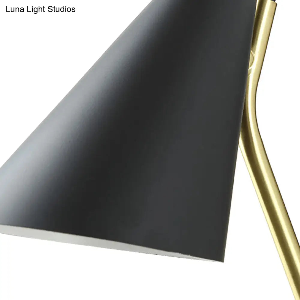 DecorBites™ Modern Bedroom Wall Sconce with Cone Shade and Iron Base - Simple 1-Light Black/White Lamp