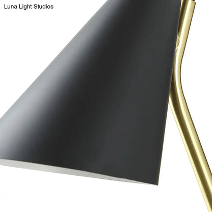 DecorBites™ Modern Bedroom Wall Sconce with Cone Shade and Iron Base - Simple 1-Light Black/White Lamp