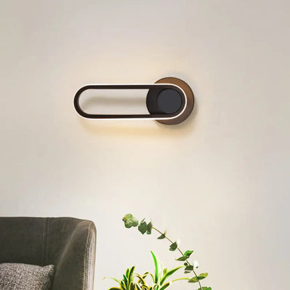 DecorBites™ Modern Bedside LED Sconce Lamp - Simple Black/White Wall Light with Aluminum Frame, Oval Design, Warm/White Light