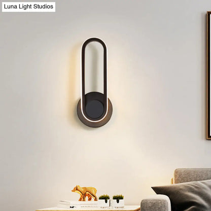 DecorBites™ Modern Bedside LED Sconce Lamp - Simple Black/White Wall Light with Aluminum Frame, Oval Design, Warm/White Light