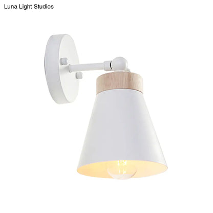 DecorBites™ Modern Bedside Sconce with Adjustable Metallic Shade - Black/White Finish Wall Lamp