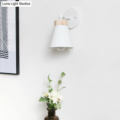 DecorBites™ Modern Bedside Sconce with Adjustable Metallic Shade - Black/White Finish Wall Lamp