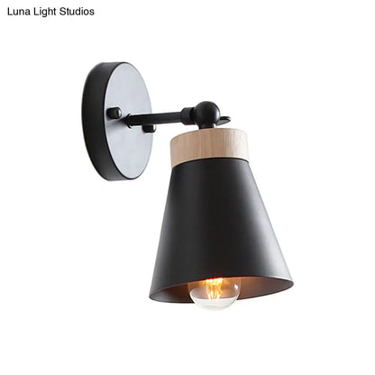 DecorBites™ Modern Bedside Sconce with Adjustable Metallic Shade - Black/White Finish Wall Lamp