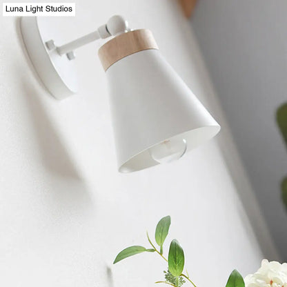 DecorBites™ Modern Bedside Sconce with Adjustable Metallic Shade - Black/White Finish Wall Lamp