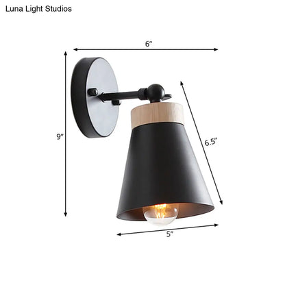DecorBites™ Modern Bedside Sconce with Adjustable Metallic Shade - Black/White Finish Wall Lamp