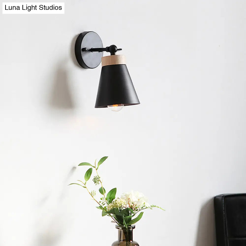 DecorBites™ Modern Bedside Sconce with Adjustable Metallic Shade - Black/White Finish Wall Lamp